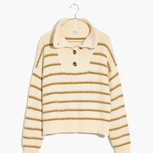 Madewell Canby Button Mockneck Sweater in Stripe